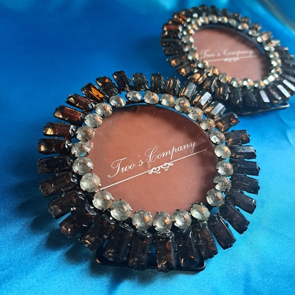 Bejeweled Jewel Glam Accent Posh Luxury Circle Mini Picture Frame Set - Picture 2 of 5